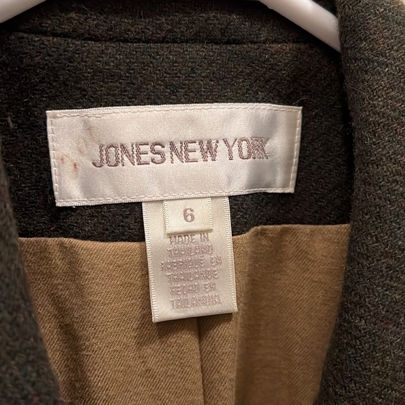 1990’s Jones NY Green Lambs Wool Hunting Jacket Single Breasted Welt Pockets - Picture 2 of 10